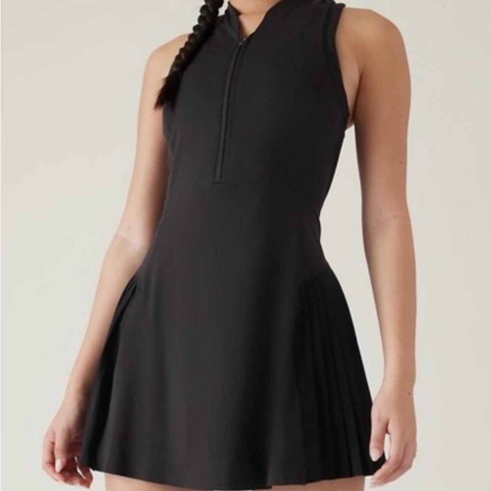 NWT Athleta White Sleeveless Dress with Pleated Skirt - Picture 3 of 5